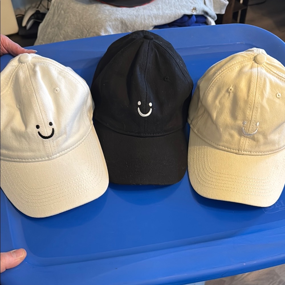 Minimalist Black and White Smiley Face Hats